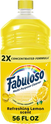Fabuloso 2X All-Purpose Cleaner, Refreshing Lemon Scent, 56 fl oz | No Rinse Floor Cleaner, Long-Lasting Freshness, Multi-Purpose Cleaner, Concentrated Formula, Everyday Cleaning, No Residue