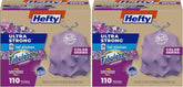 Hefty Ultra Strong 13 Gallon Trash Bags, Tall Kitchen Trash Bags 13 Gallon Size, Resist Leaks, Punctures, and Rips, Continuous Odor Control, Purple, Fabuloso Scent,(Pack of 220)