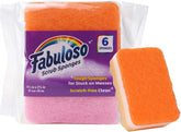 Fabuloso Scratch-Free Kitchen Dish Sponges Rainbow Cellulose Scrubber Sponge with Scouring Pad Dishes Pots Pans Counters and Sinks Tough on Messes 4.25 x 2.75 x 1.25 IN 6 Count Single Pack Supply