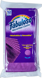 Fabuloso Microfiber Cleaning Cloths, Purple, 13x13 in, 12 Count