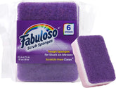 Fabuloso Scratch-Free Kitchen Dish Sponges, Purple, 6 Count | Reversible pad and sponge combo, safe on nonstick cookware, ideal for everyday cleanup