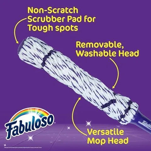 Fabuloso Self-Wringing Twist Mop, 53 Inch | Removable washable head, non-scratch scrubber strip, ideal for hardwood tile and vinyl floors