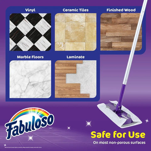 Fabuloso Dry Cloths Disposable Sweeping Pads, 10.4 x 8 Inch, 16 Ct, 2-Pk | Unscented disposable design, for use with Fabuloso Dry and Wet Sweeper, traps dirt, dust, and hair