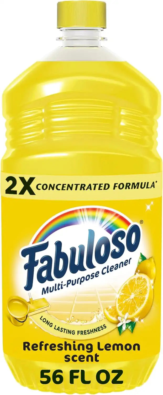 Fabuloso 2X All-Purpose Cleaner, Refreshing Lemon Scent, 56 fl oz | No Rinse Floor Cleaner, Long-Lasting Freshness, Multi-Purpose Cleaner, Concentrated Formula, Everyday Cleaning, No Residue