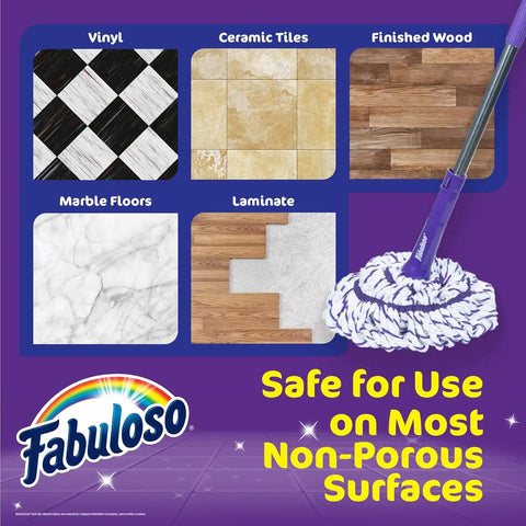 Fabuloso Self-Wringing Twist Mop, 53 Inch | Removable washable head, non-scratch scrubber strip, ideal for hardwood tile and vinyl floors