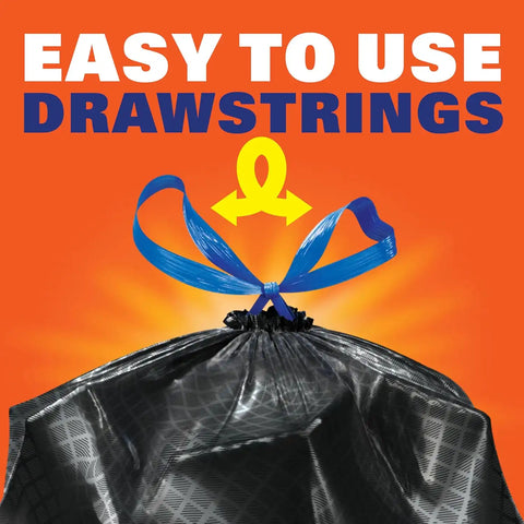 Hefty Ultra Strong 30 Gal Large Trash Bags, Black, Fabuloso Lemon, 50ct | 30G Large Black Trash Bags with Drawstrings, Resists Leaks, Punctures, Tears, Continuous Odor Control, Multipurpose Uses