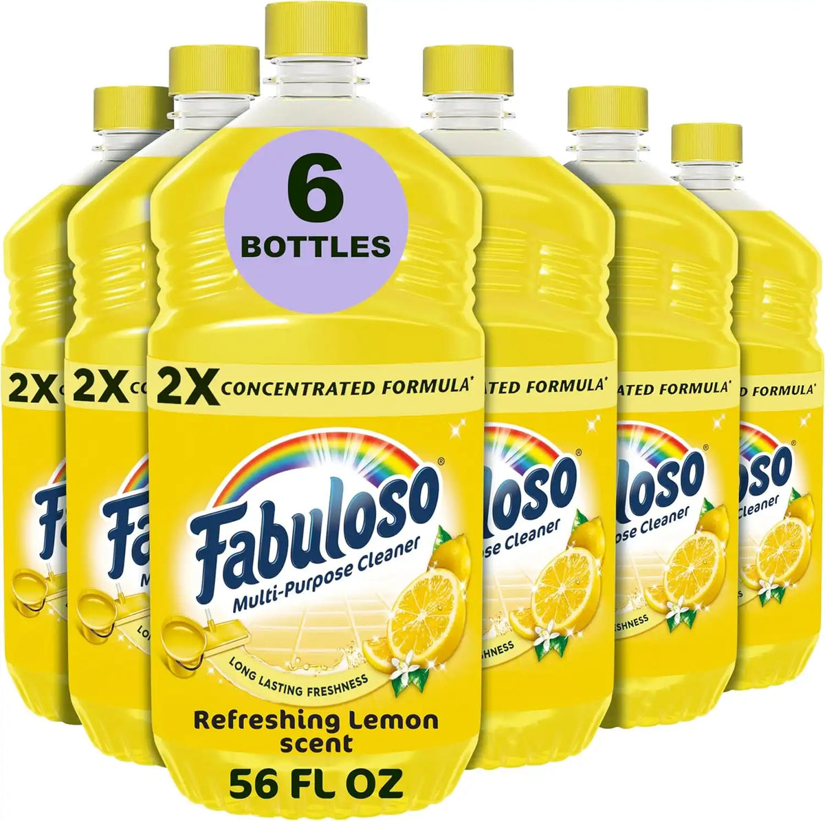Fabuloso Multi-Purpose Cleaner 2X Concentrated, Refreshing Lemon- 56 fl oz(Pack of 6)