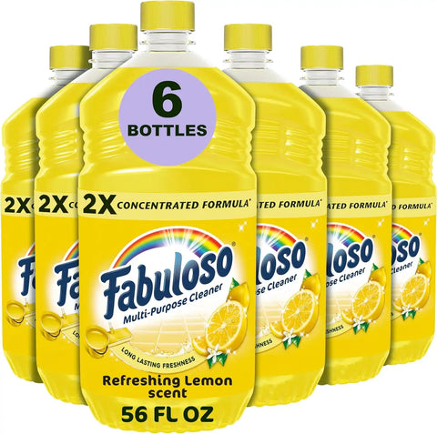Fabuloso Multi-Purpose Cleaner 2X Concentrated, Refreshing Lemon- 56 fl oz(Pack of 6)