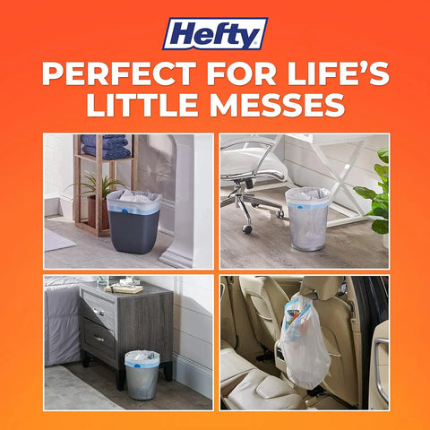 Hefty 4 Gallon Small Trash Bags, White, Fabuloso Watermelon Scent, 52ct | Drawstring Closure, 4G Small White Trash Bags for Bathrooms, Dorm Rooms, Home Offices, Scented, Continuous Odor Control