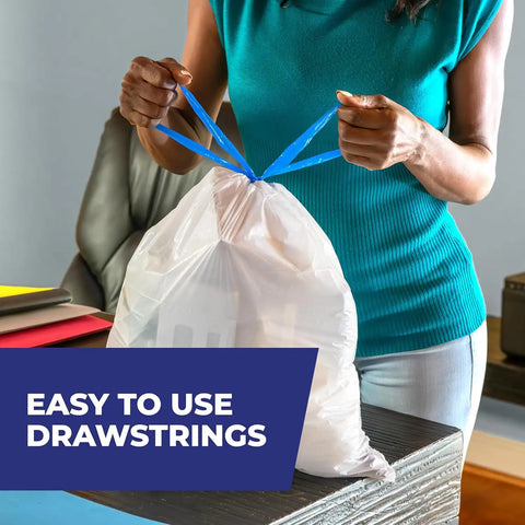 Hefty 4 Gallon Small Trash Bags, White, Fabuloso Watermelon Scent, 52ct | Drawstring Closure, 4G Small White Trash Bags for Bathrooms, Dorm Rooms, Home Offices, Scented, Continuous Odor Control