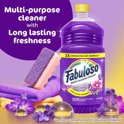 Fabuloso 2X All-Purpose Cleaner, Lavender Scent, 56 fl oz | No Rinse Floor Cleaner, Long-Lasting Freshness, Multi-Purpose Cleaner, Concentrated Formula, Everyday Cleaning, No Residue