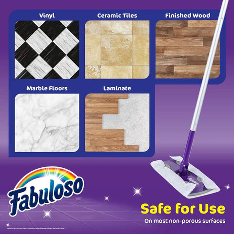 Fabuloso Dry Cloths Disposable Sweeping Pads, 10.4 x 8 Inch, 16 Ct, 10-Pk | Unscented disposable design, for use with Fabuloso Dry and Wet Sweeper, traps dirt, dust, and hair