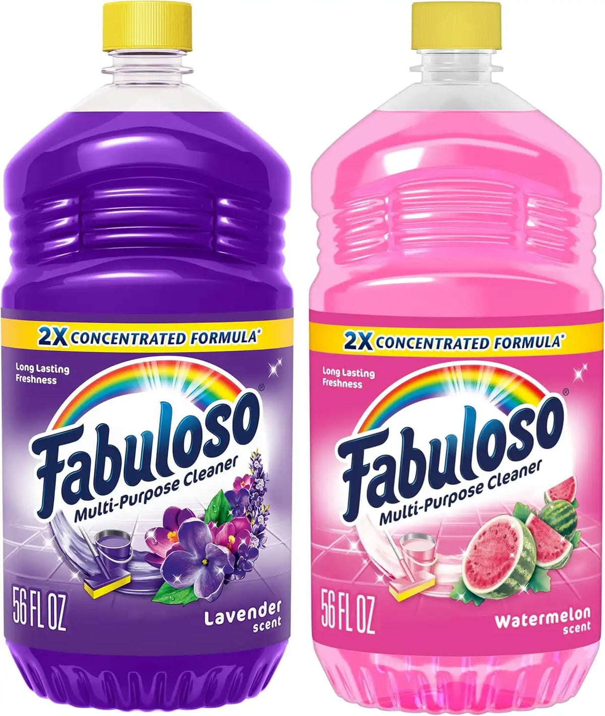 Bundle of Fabuloso Multi-Purpose Cleaner, 2X Concentrated Formula, Lavender Scent, 56 oz + Fabuloso Multi-Purpose Cleaner, 2X Concentrated Formula, Watermelon Scent, 56 oz