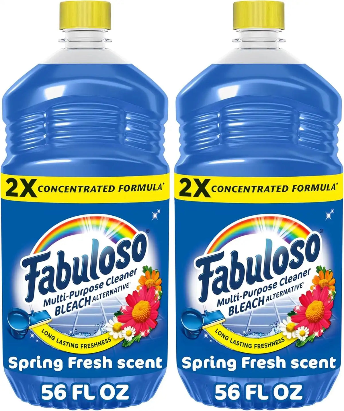 Fabuloso Multi-Purpose Cleaner and Floor Cleaner, 2X Concentrated Formula, Long-Lasting Freshness, Spring Fresh Scent, 56 oz (Pack of 2)