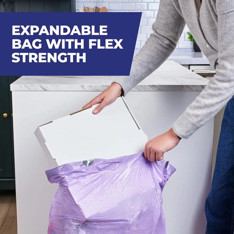 Hefty Ultra Strong 13 Gal Purple Kitchen Trash Bags, Lavender Scent, 110ct | Bulk Pack, 13G Tall Purple Trash Bags with Drawstrings for Kitchen, Resists Leaks, Continuous Odor Control, Fabuloso Lavender