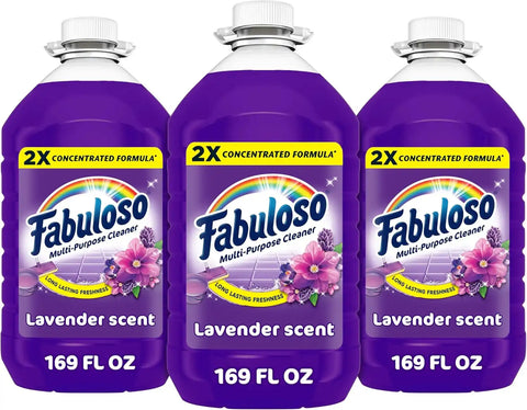 Fabuloso 2X All-Purpose Cleaner, Lavender Scent, 169 fl oz | No Rinse Floor Cleaner, Long-Lasting Freshness, Multi-Purpose Cleaner, Concentrated Formula, Everyday Cleaning, No Residue