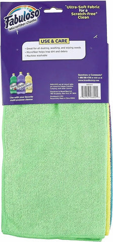 Fabuloso Microfiber Cleaning Cloths for Home & Car, 13x13, 8 Ct, 2-Pack | Lint-free, scratch-free, reusable rags for glass, kitchen, and wood, machine washable for repeated use