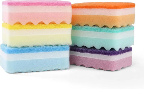 Fabuloso Scratch-Free Kitchen Dish Sponges, Rainbow, 6 Count, 2-Pack | Reversible pad and sponge combo, safe on nonstick cookware, ideal for everyday cleanup