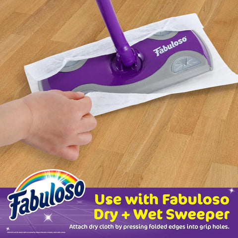 Fabuloso Dry Cloths Disposable Sweeping Pads, 10.4 x 8 Inch, 16 Ct, 10-Pk | Unscented disposable design, for use with Fabuloso Dry and Wet Sweeper, traps dirt, dust, and hair