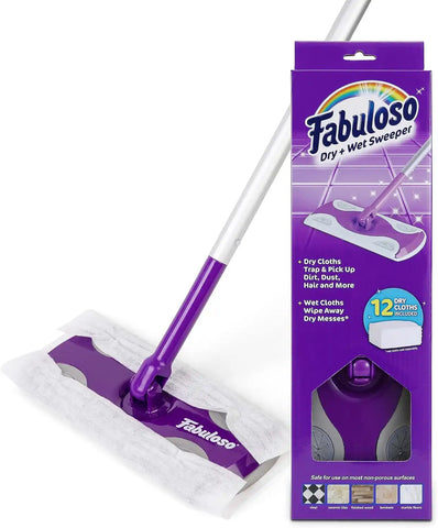 Fabuloso 2-in-1 Dry and Wet Sweeper, 12 Pads Included