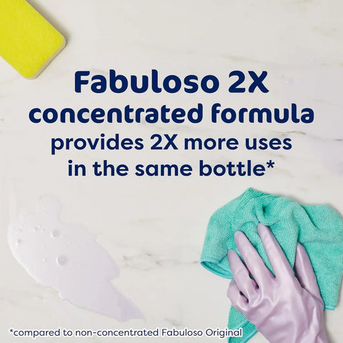 Fabuloso 2X All-Purpose Cleaner, Refreshing Lemon Scent, 56 fl oz | No Rinse Floor Cleaner, Long-Lasting Freshness, Multi-Purpose Cleaner, Concentrated Formula, Everyday Cleaning, No Residue