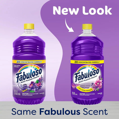 Fabuloso 2X All-Purpose Cleaner, Lavender Scent, 56 fl oz | No Rinse Floor Cleaner, Long-Lasting Freshness, Multi-Purpose Cleaner, Concentrated Formula, Everyday Cleaning, No Residue