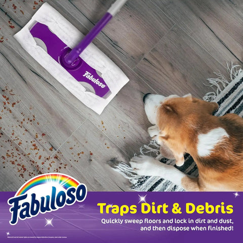 Fabuloso Dry Cloths Disposable Sweeping Pads, 10.4 x 8 Inch, 16 Ct, 10-Pk | Unscented disposable design, for use with Fabuloso Dry and Wet Sweeper, traps dirt, dust, and hair