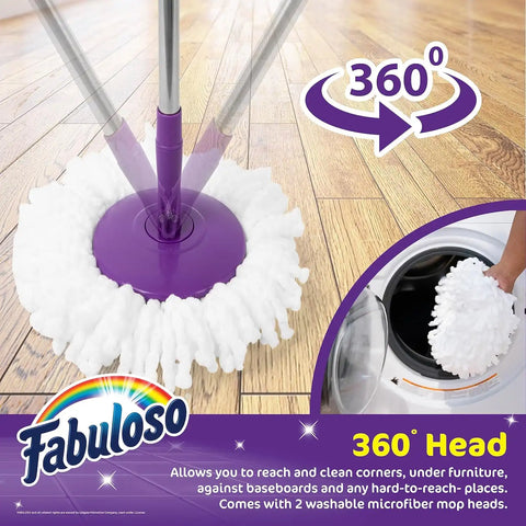 Fabuloso Spin Mop and Bucket Set, Adjustable Pole