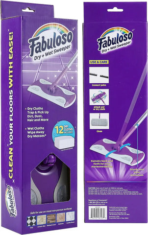 Fabuloso 2-in-1 Dry and Wet Sweeper, 12 Pads Included
