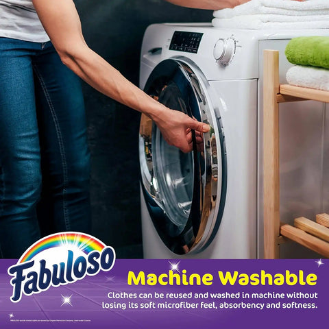 Fabuloso Microfiber Cleaning Cloths for Home & Car, 13x13, Purple, 8 Count | Lint-free, scratch-free, reusable rags for glass, kitchen, and wood; machine washable for repeated use