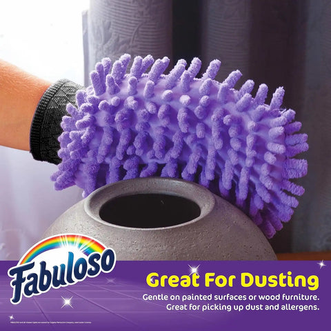 Fabuloso Microfiber Cleaning Mitt Glove, Purple | Lint-free, scratch-free dusting and washing for furniture, blinds, shelves, and car interiors