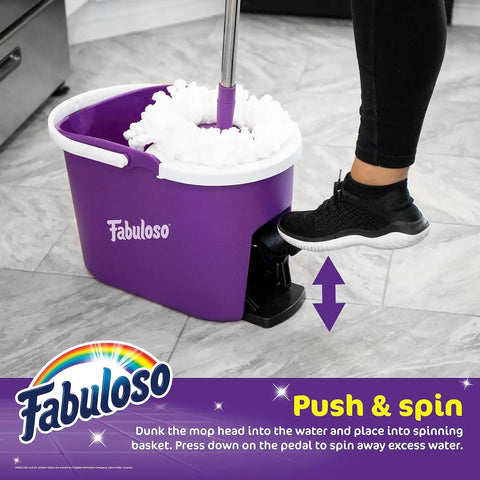 Fabuloso Spin Mop and Bucket Set, Adjustable Pole