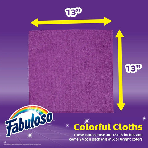 Fabuloso Microfiber Cleaning Cloths, Purple, 13x13 in, 12 Count